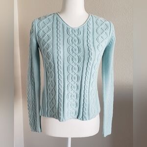HILLARD & HANSON CABLE SWEATER IN BABY BLUE 100% COTTON